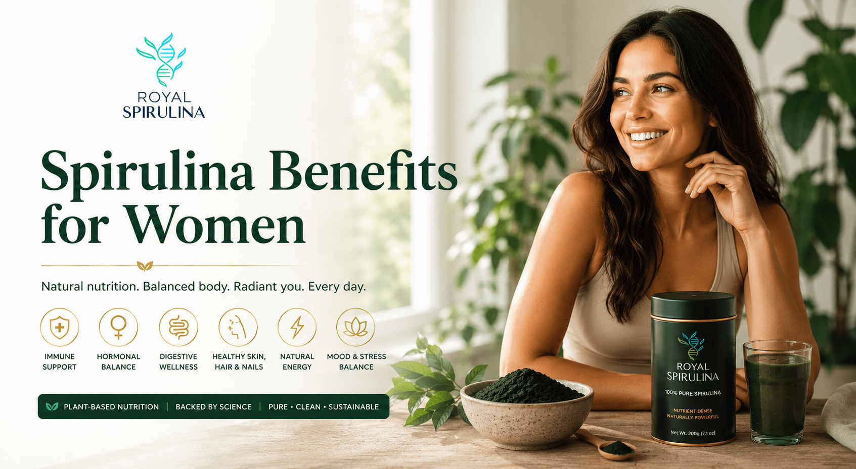 Spirulina benefits for women - research-backed health benefits for iron, weight, skin, and hormonal balance